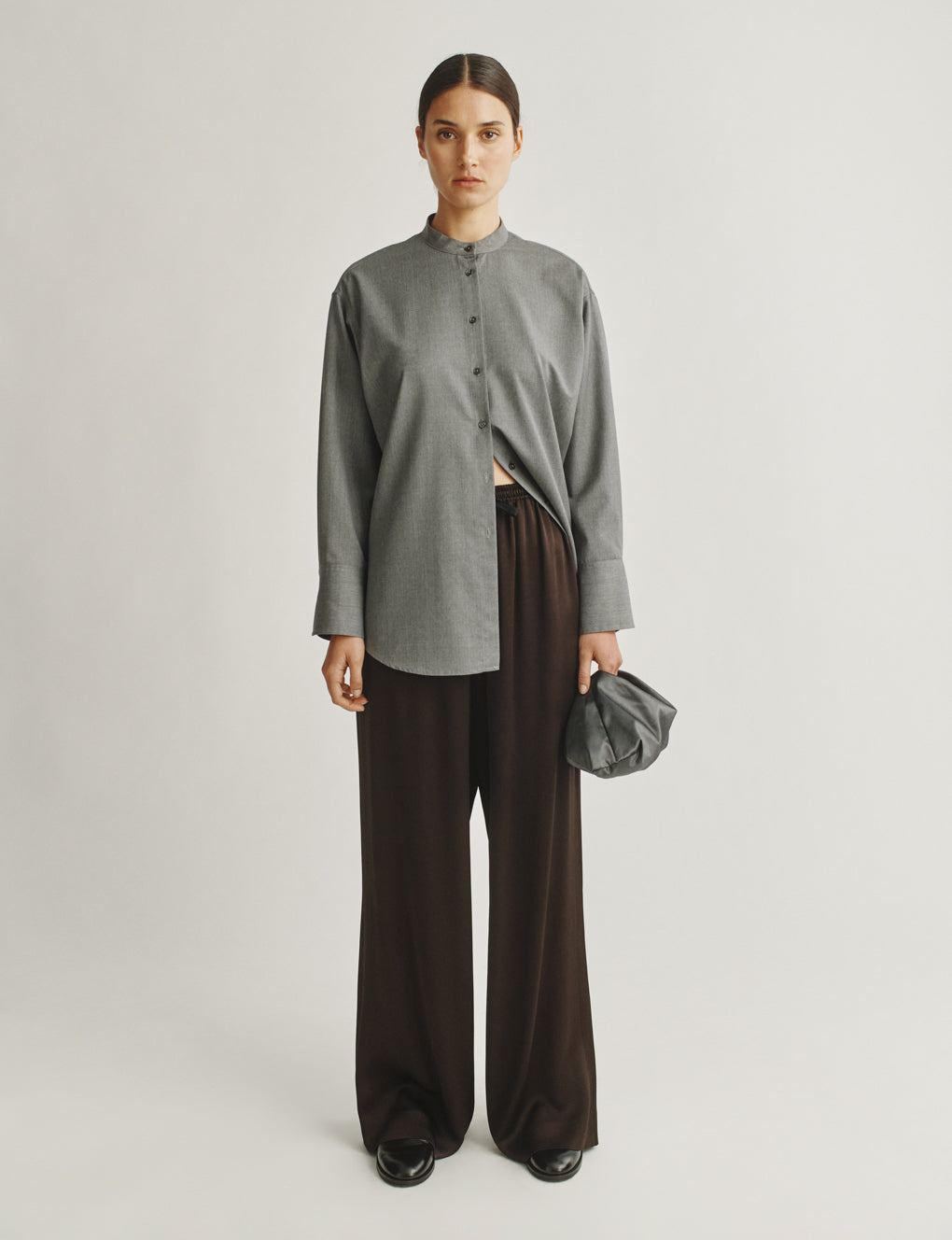 Womens | The Slouch Pants in Crepe-back Satin | Espresso