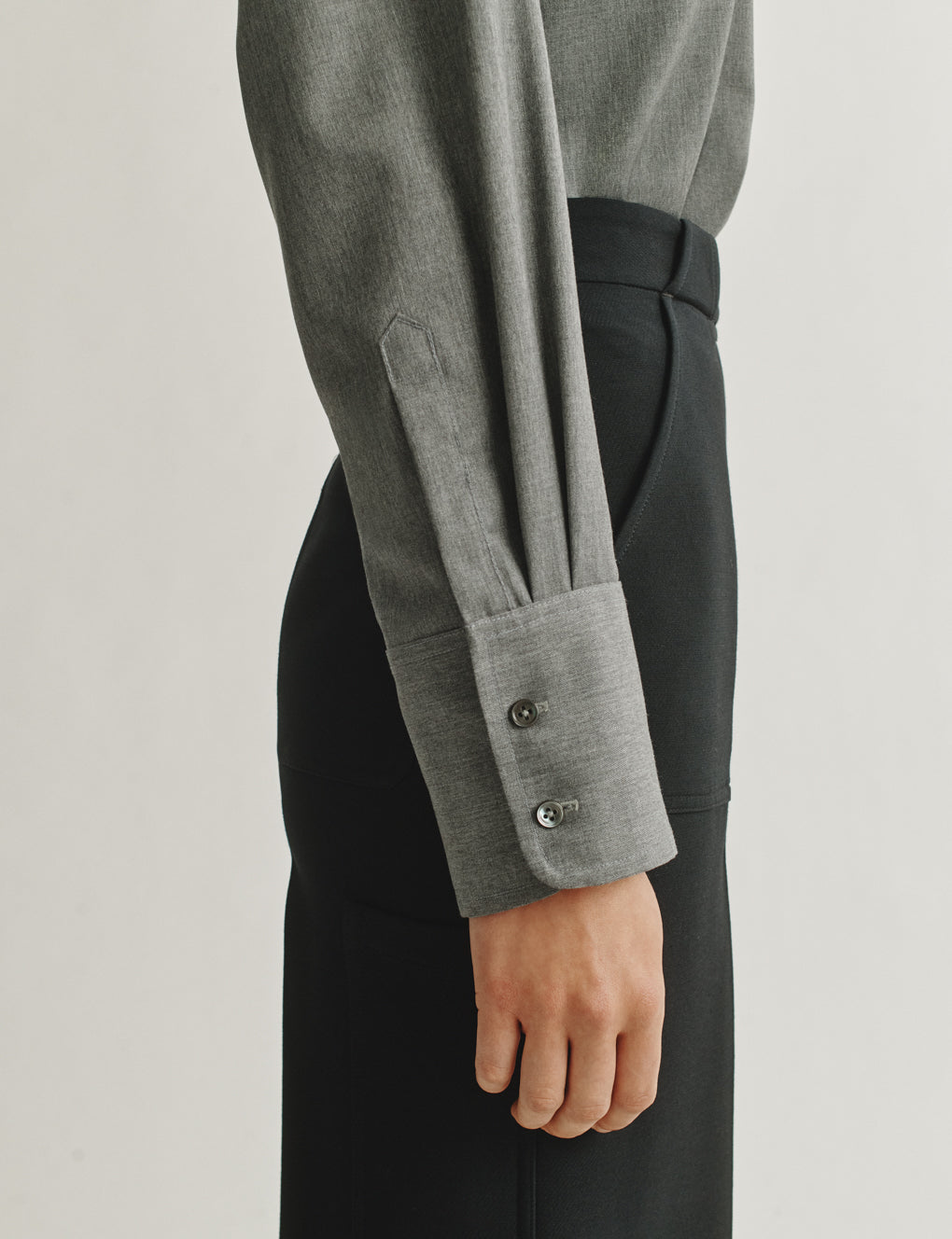 Womens | The Oversized Shirt in Lightweight Melange Wool | Light Grey