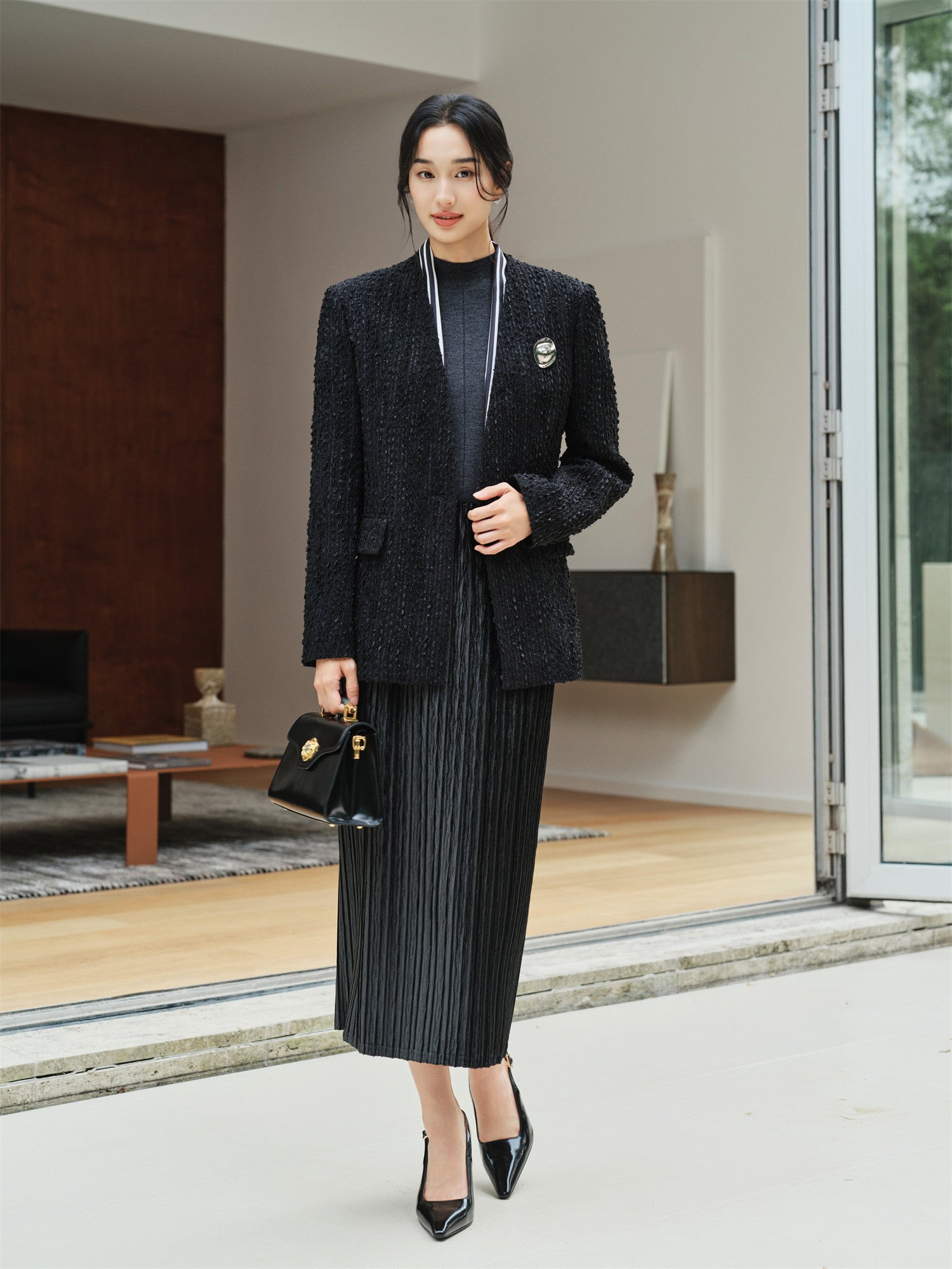 Tweed-Style Jacket | Black
