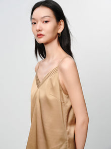Silk V-neck layering camisole | Brown