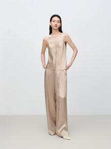 Acetate Crew Neck Inner Vest | Khaki