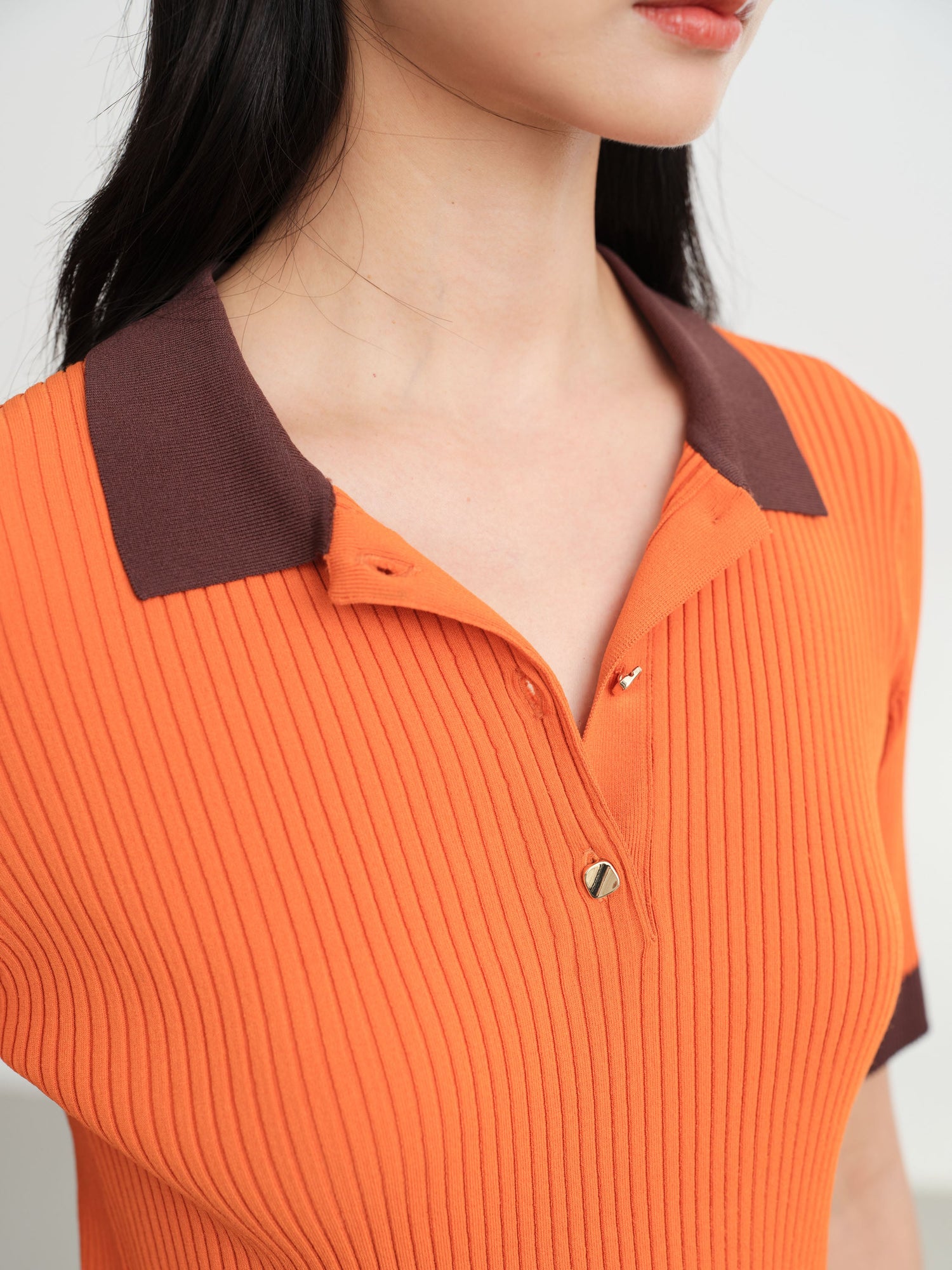 Color-Block Slim-Fit Stretch Short-Sleeve Polo | Orange