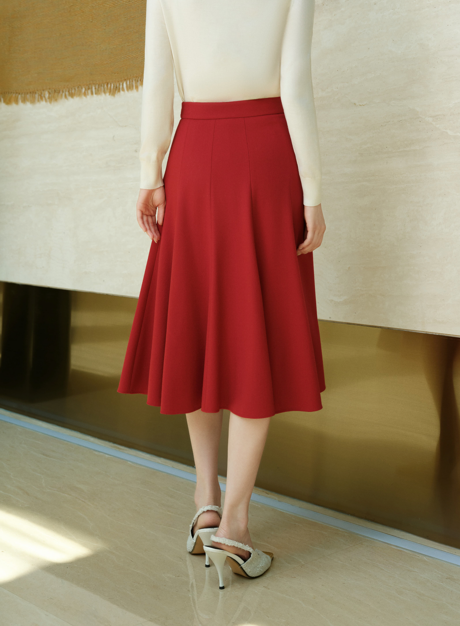 Sleeveless Midi Dress | Red