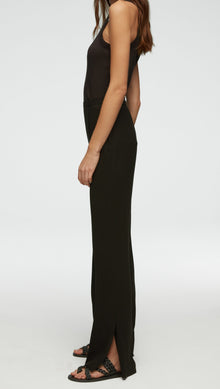 Slim Pintuck Trouser in Viscose Wool Crepe | Black