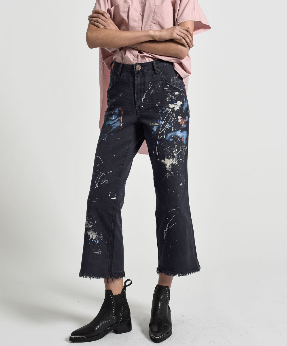 Libertines High Waist Cropped Wide Leg Denim Jeans | Midnight Artiste