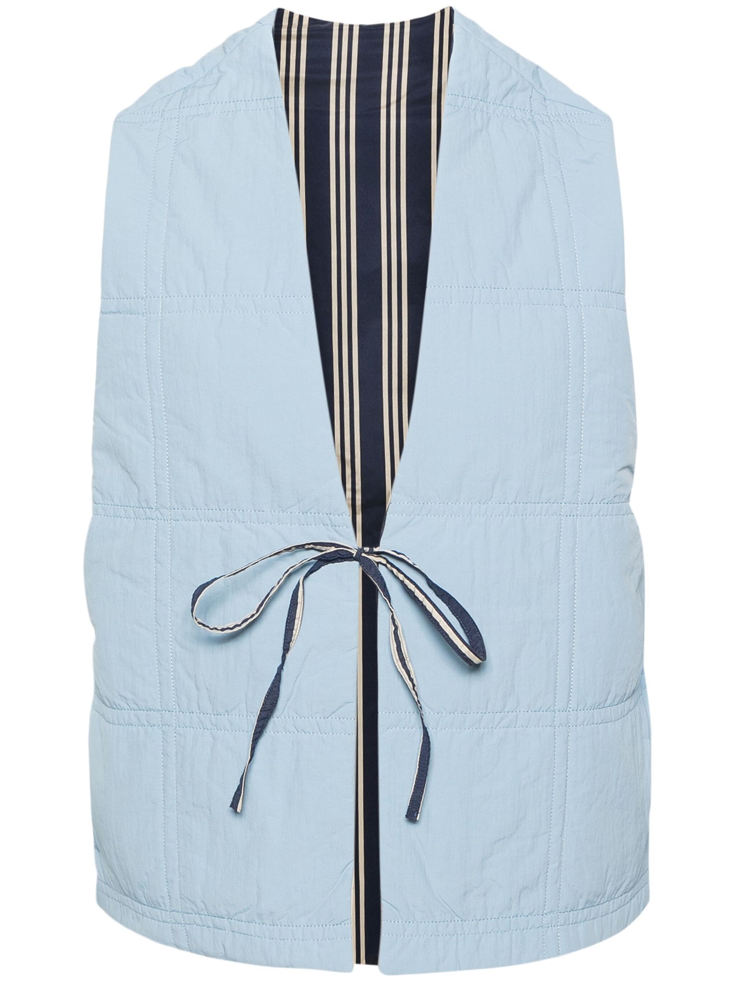 Reversible Quilted Vest | Unisex | Light Blue x Blue Stripes