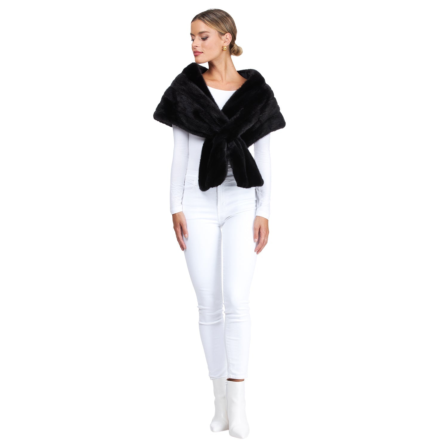 Mink Fur Pull-Through Stole | Women | Black