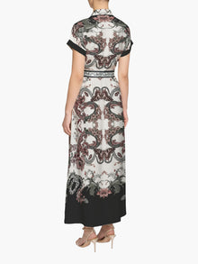 Garden of Eve Belted Twill Shirt Maxi Dress | Green Multi