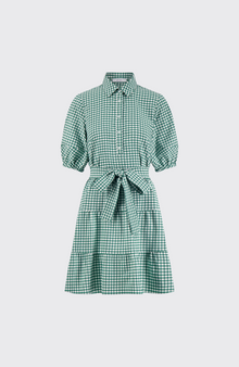 Stretch Plaid Flounce Dress | Green