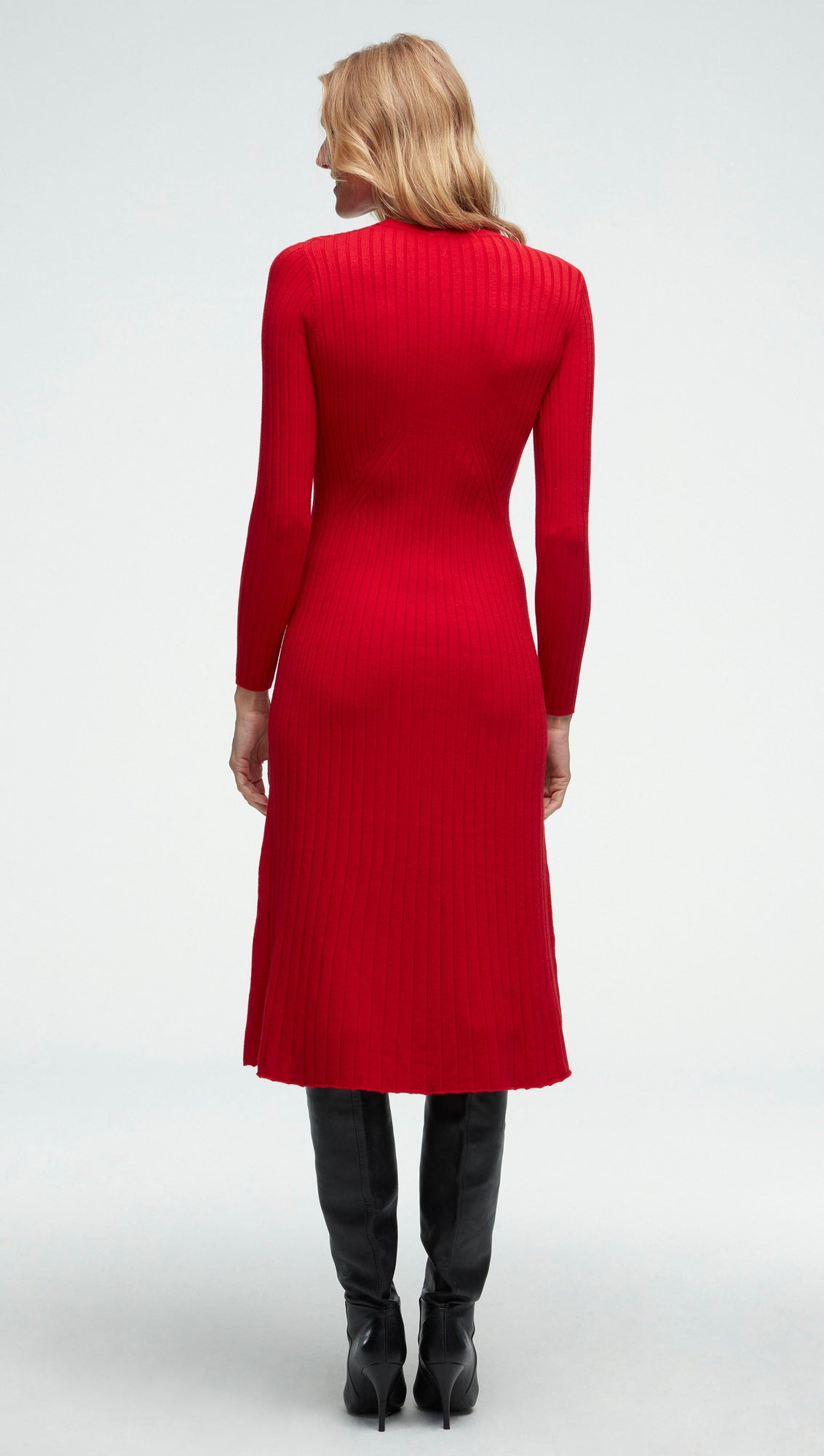 Ribbed Everyday Dress in Merino Wool | Red