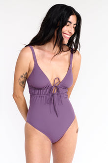 Tori Triangle Tie Detailed One Piece Suit | Purple