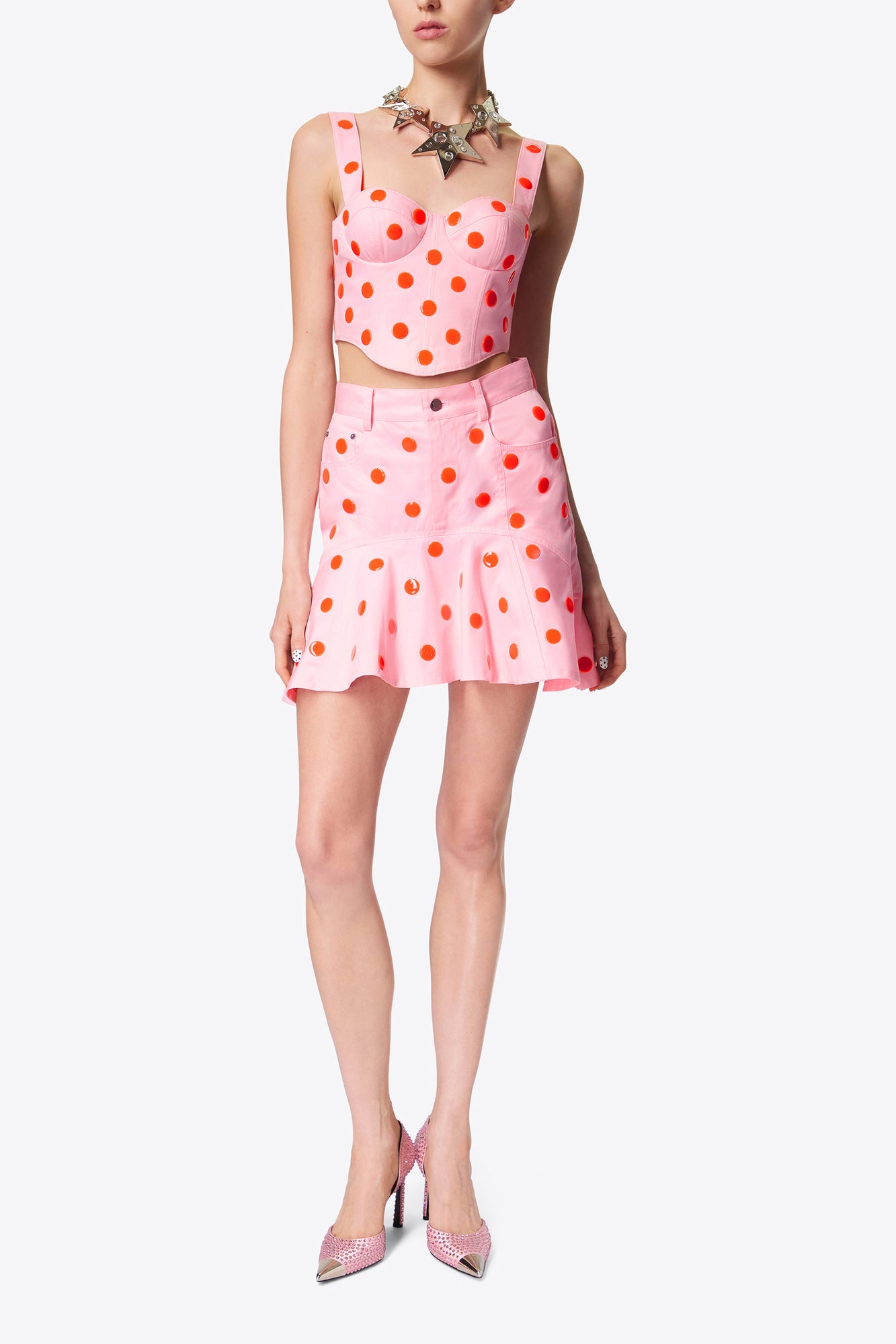 Polka Dot Ruffle Mini Skirt | Powder Pink