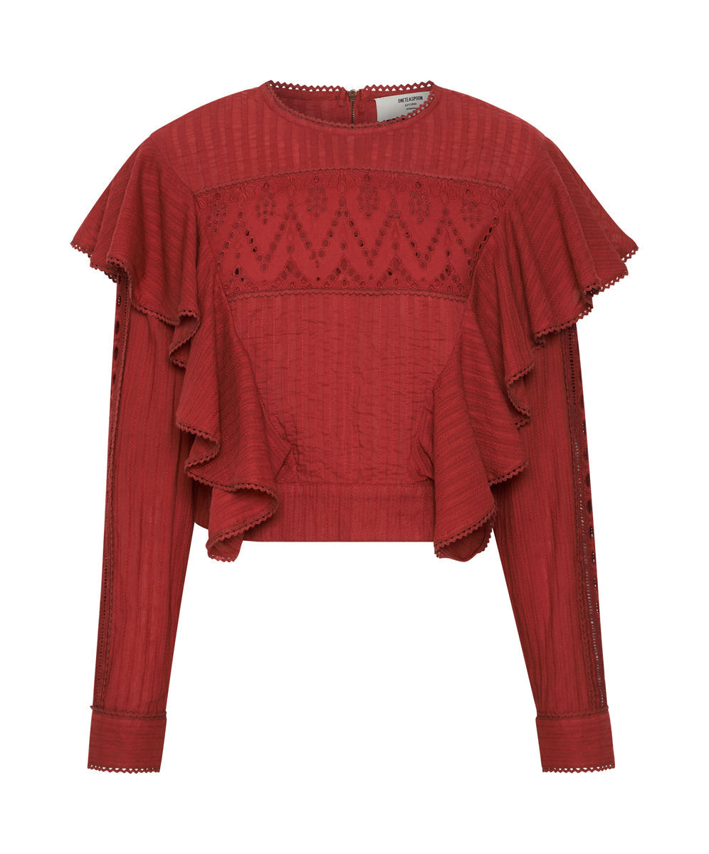 Victoria Longsleeve Crop Top | Red Wine