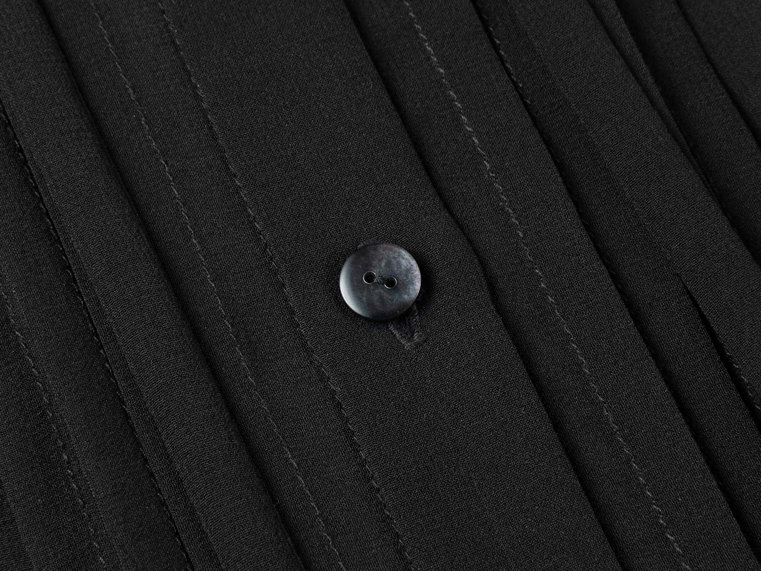 Silk Embrpoidered Collar Button-Down Shirt | Black