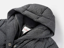 Wool-Blend Long Down Coat | Grey
