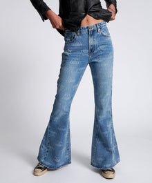 Marines Mid Waist Flared Denim Jeans | Medusa