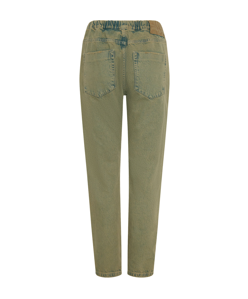 Shabbies Low Waist Drawstring Boyfriend Denim Jeans | Khaki Haze