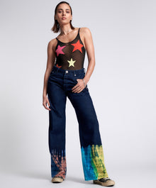 Jackson Mid Waist Wide Leg Denim Jeans | Paint Dipped