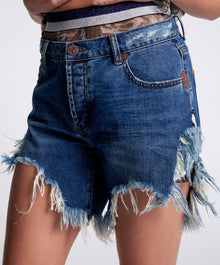 Frankies Low Waist Long Length Denim Shorts | Rodeo Blue