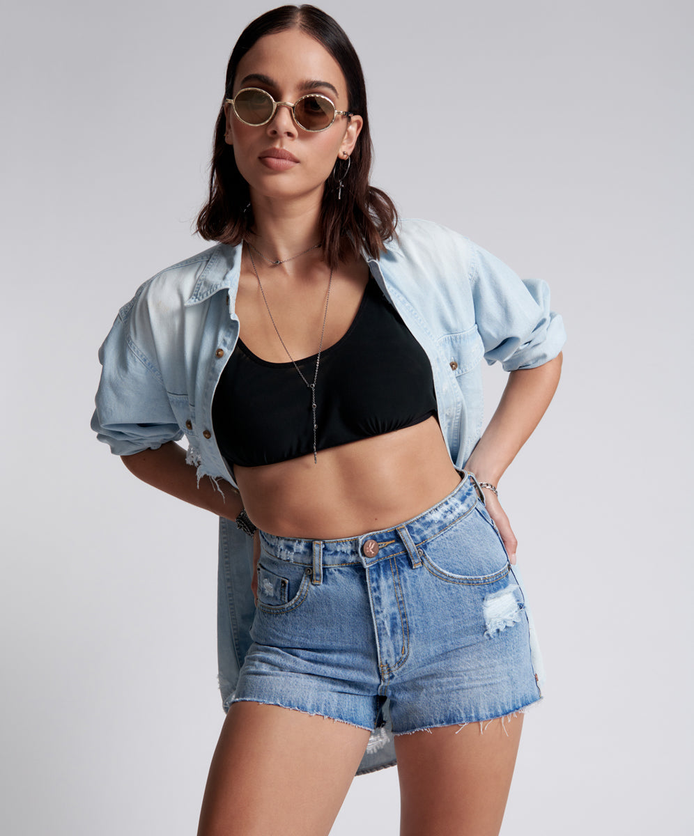 Bonitas High Waist Denim Shorts | Ocean