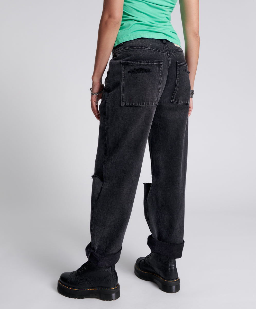 Smiths Low Waist Wide Leg Denim Jeans | Faded Black