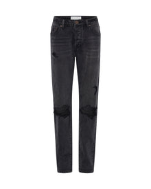 Truckers Mid Waist Straight Leg Denim Jeans | Faded Black