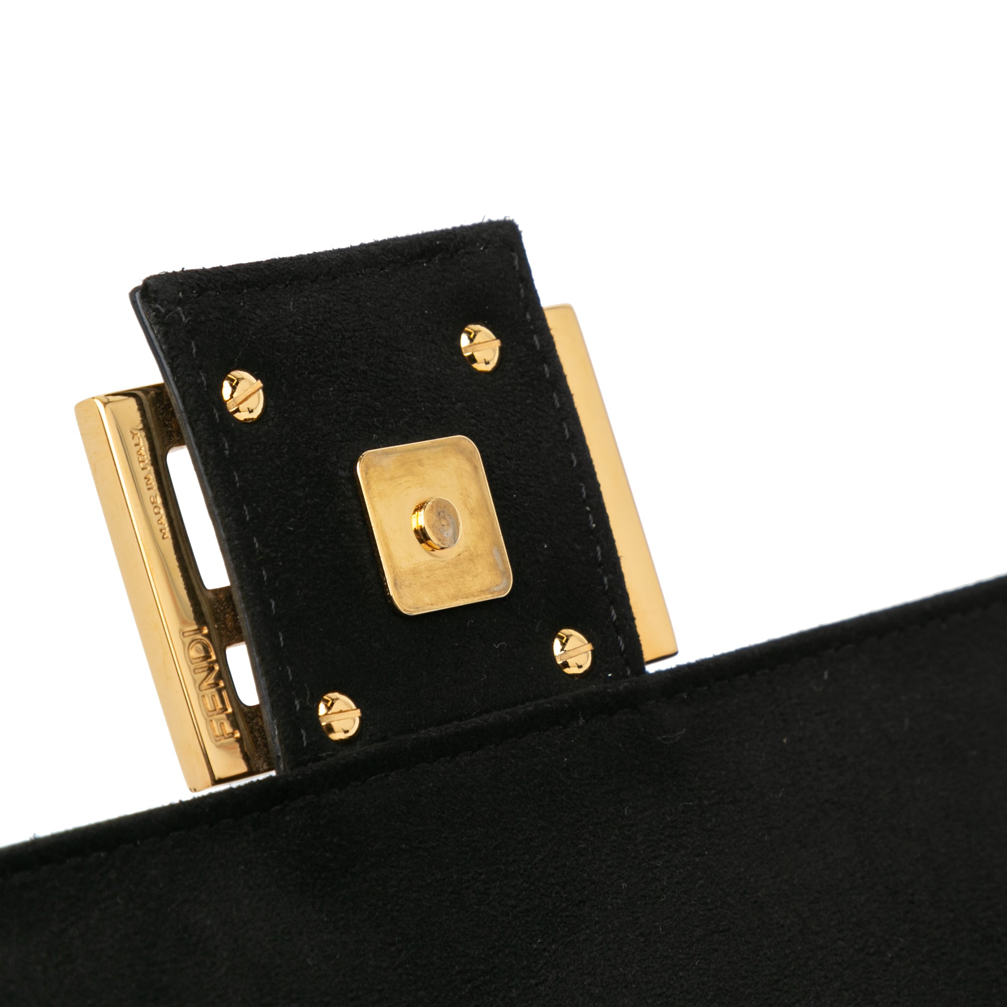 Fendi | Pre-Owned Shearling Pequin Baguette Satchel | Black