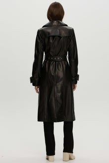 Leather Belted Trenchcoat | Women | Black