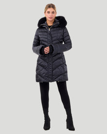 Après-Ski Jacket With Detachable Toscana Lamb Hood Trim | Women | Black x Black (V2)