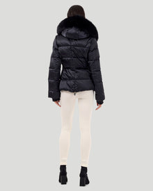 Après-Ski Jacket With Detachable Toscana Shearling Lamb Hood Trim | Women | Black x Black (V1)