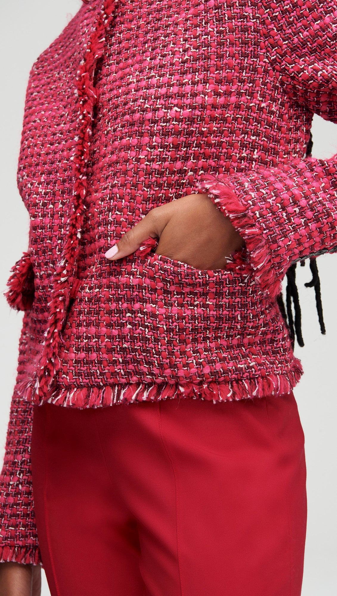 Classic Jacket in Tweed | Raspberry/Pink Multi