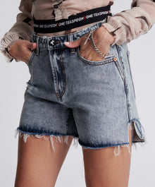 Legends High Waist Mom Fit Denim Shorts | Blue Blossom