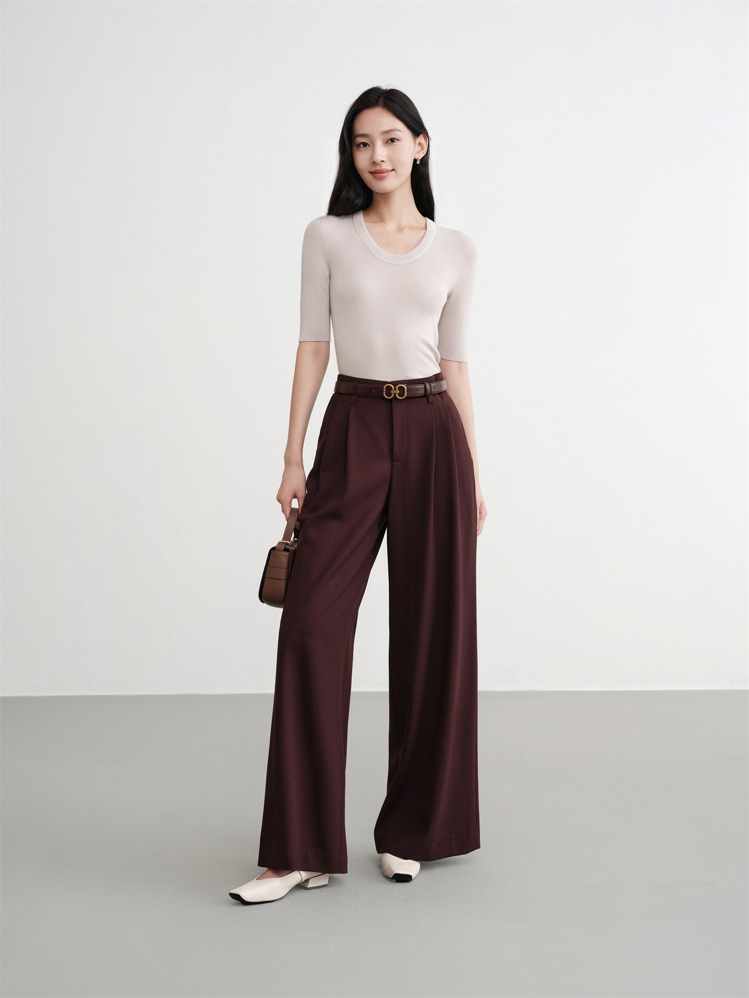 Straight-cut Commuter Suit Pants | Purple