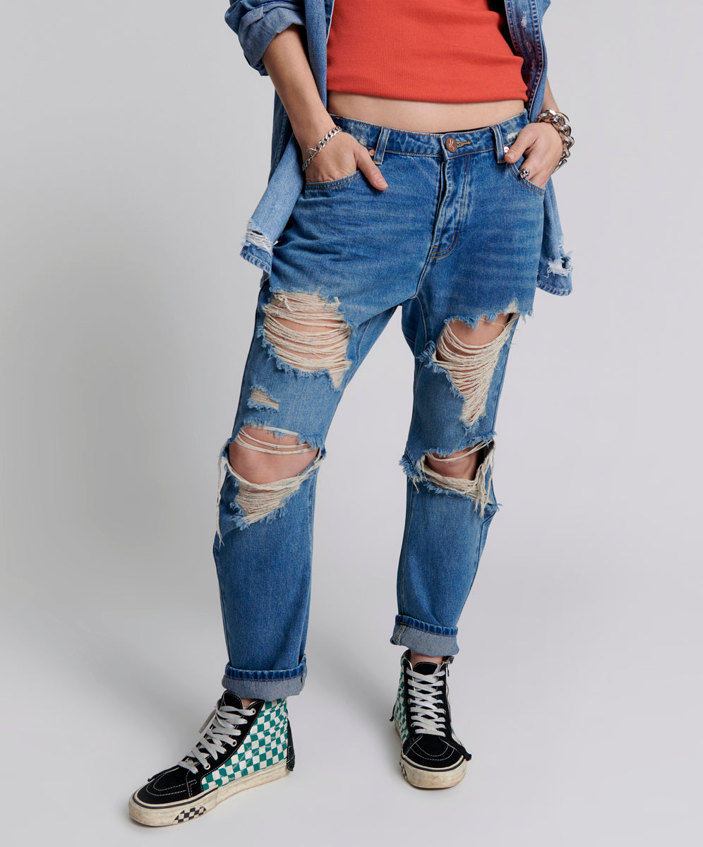 Saints Low Waist Boyfriend Denim Jeans | Pacifica