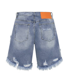 Frankies Low Waist Long Length Denim Shorts | Misty Blue