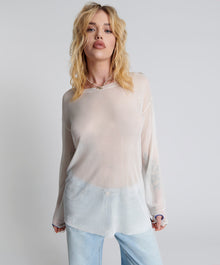 Amity Sheer Rib Knit Top | Off White