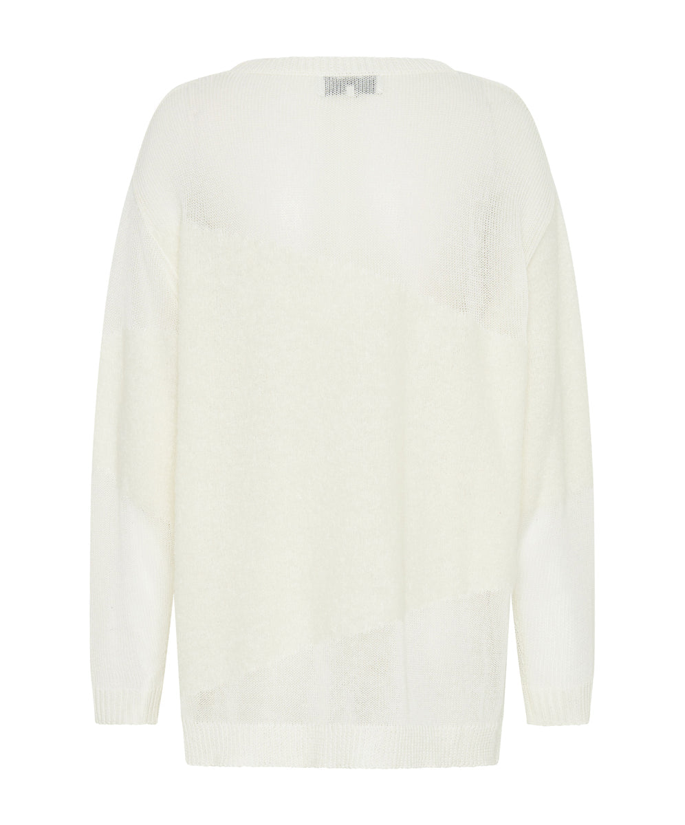 Shattered Crew Knit Sweater | White