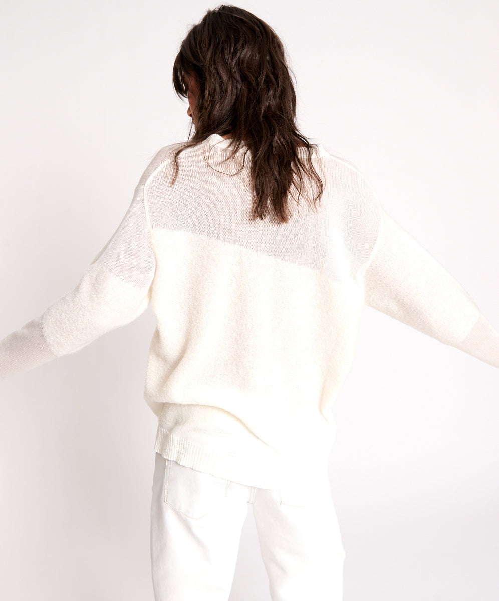 Shattered Crew Knit Sweater | White