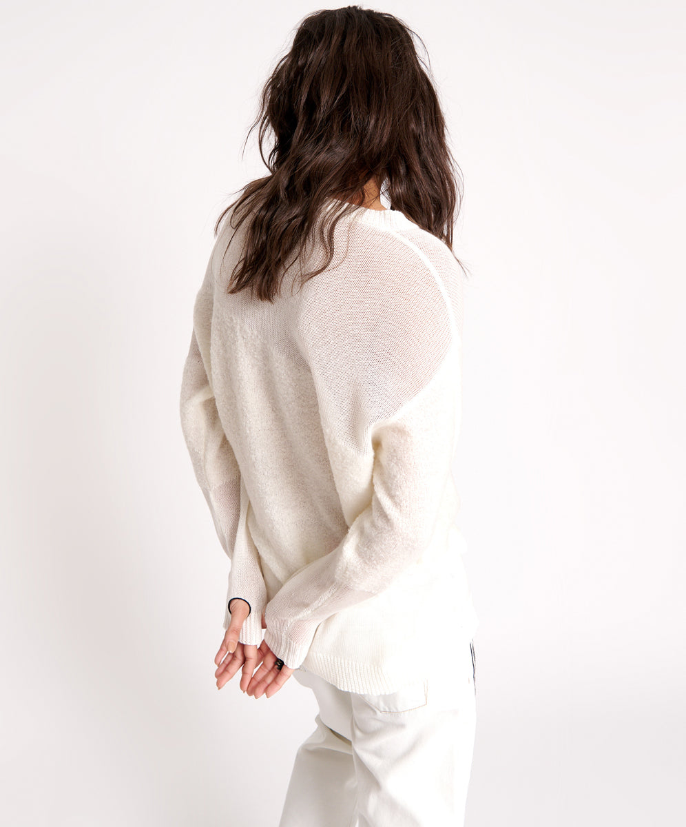 Shattered Crew Knit Sweater | White