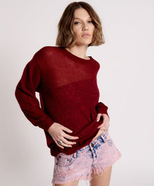 Shattered Crew Knit Sweater | Wine