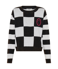 Scoreboard Smiley Knit Sweater | Black White