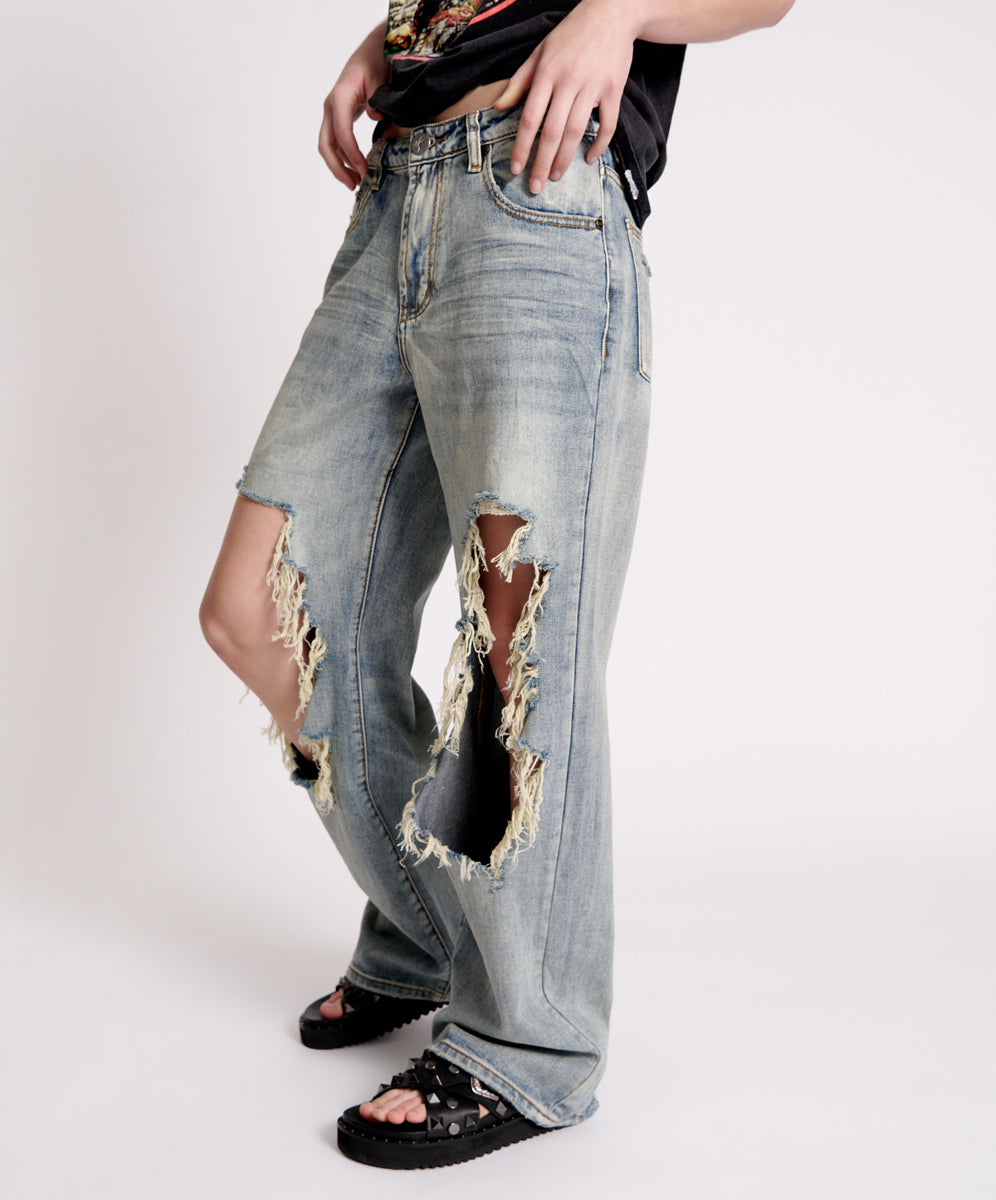 Jackson Mid Waist Wide Leg Denim Jeans | Old Blue