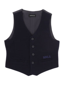 Boys | Gilet In Textured Fabric | Navy Blue