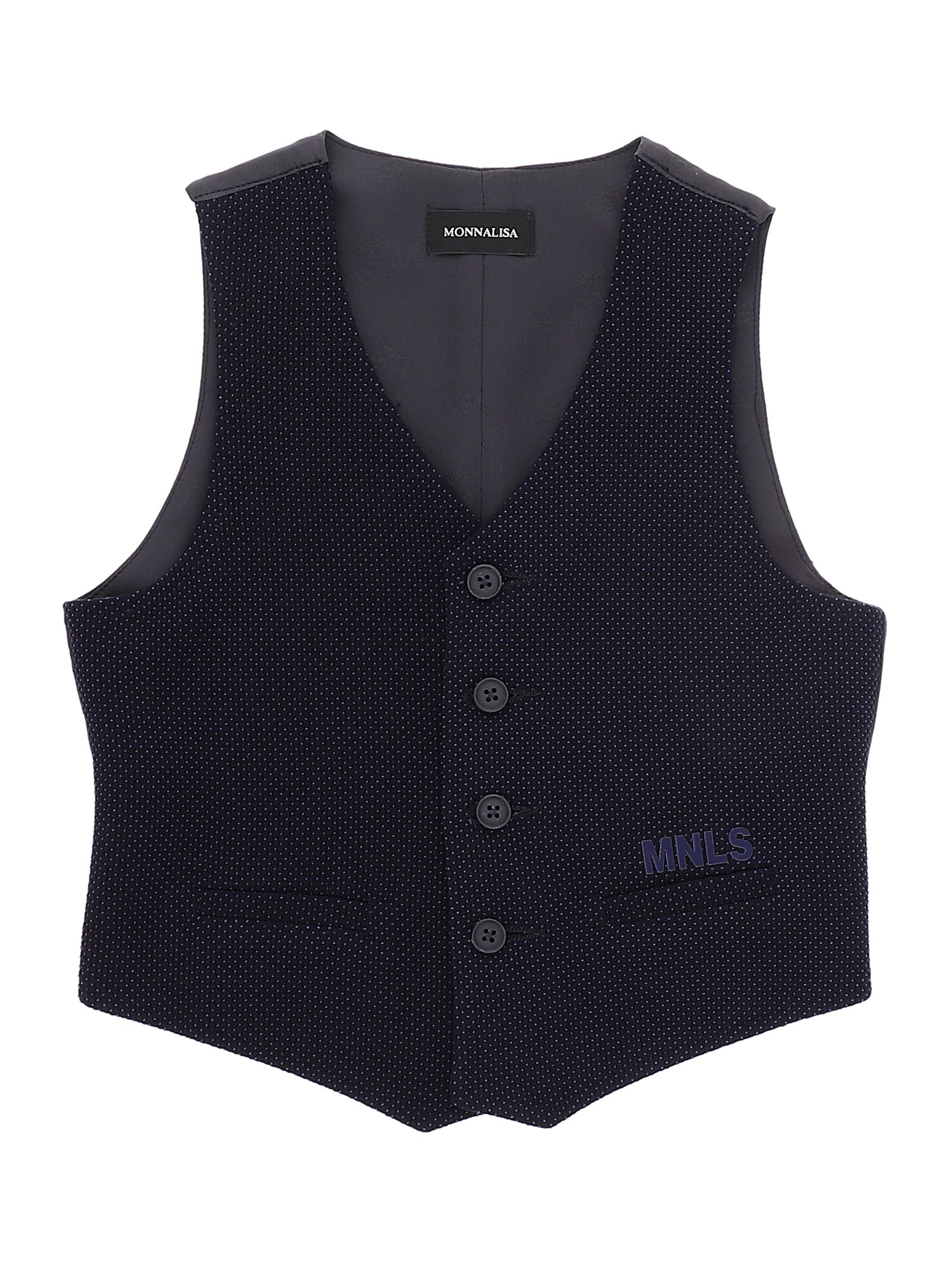 Boys | Gilet In Textured Fabric | Navy Blue
