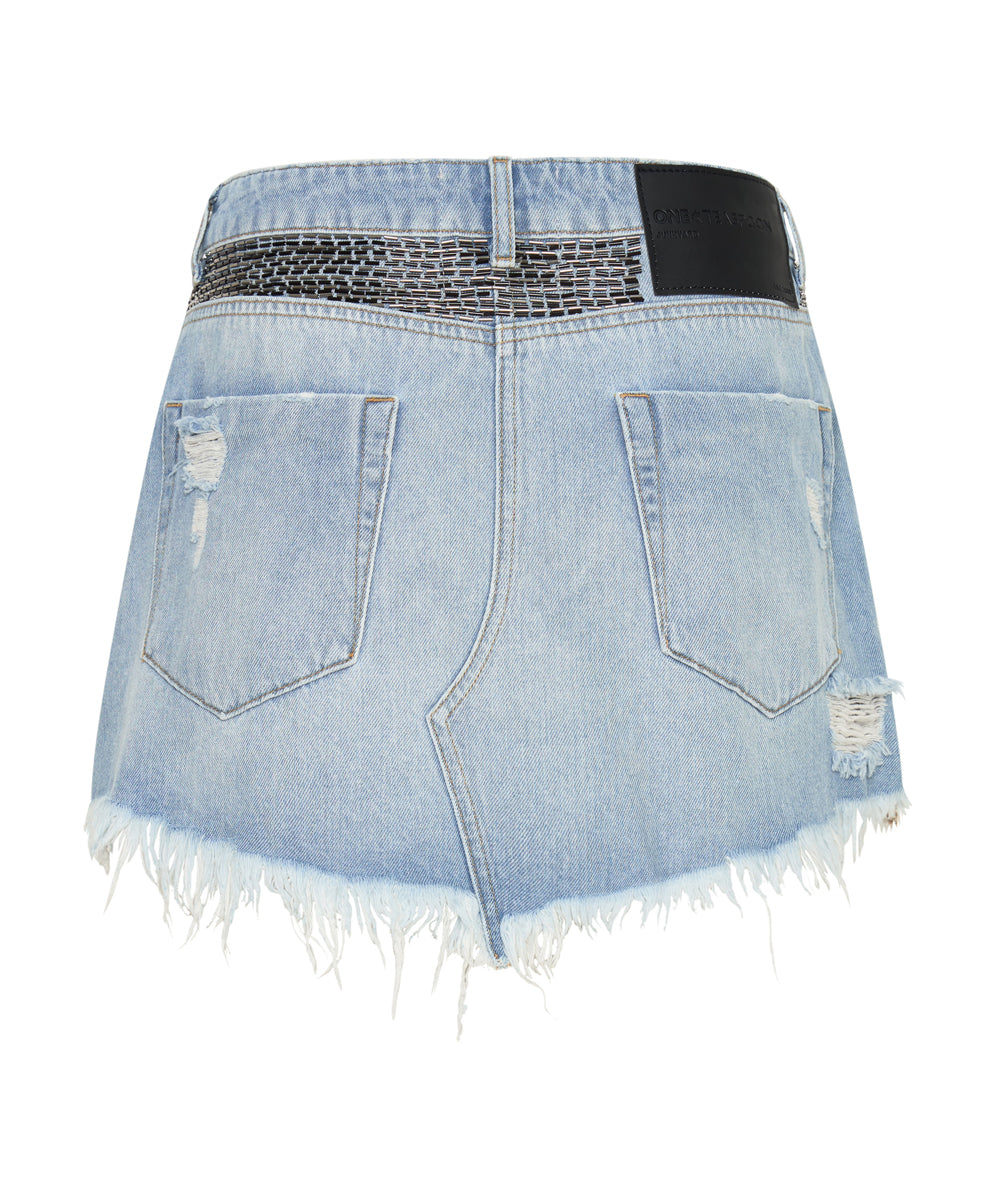 Junkyard Mini Denim Skirt | Mid Blue