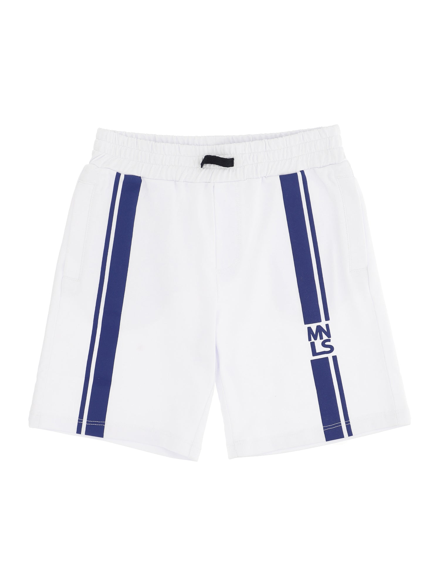 Boys | Cotton Fleece Bermudas W/Bands | White/Blue