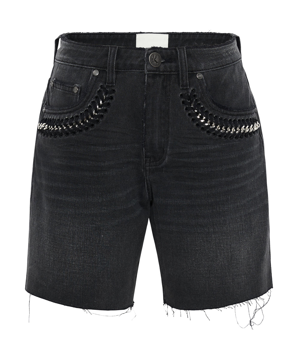 Jacksons Mid Waist Wide Leg Denim Shorts | Storm Grey