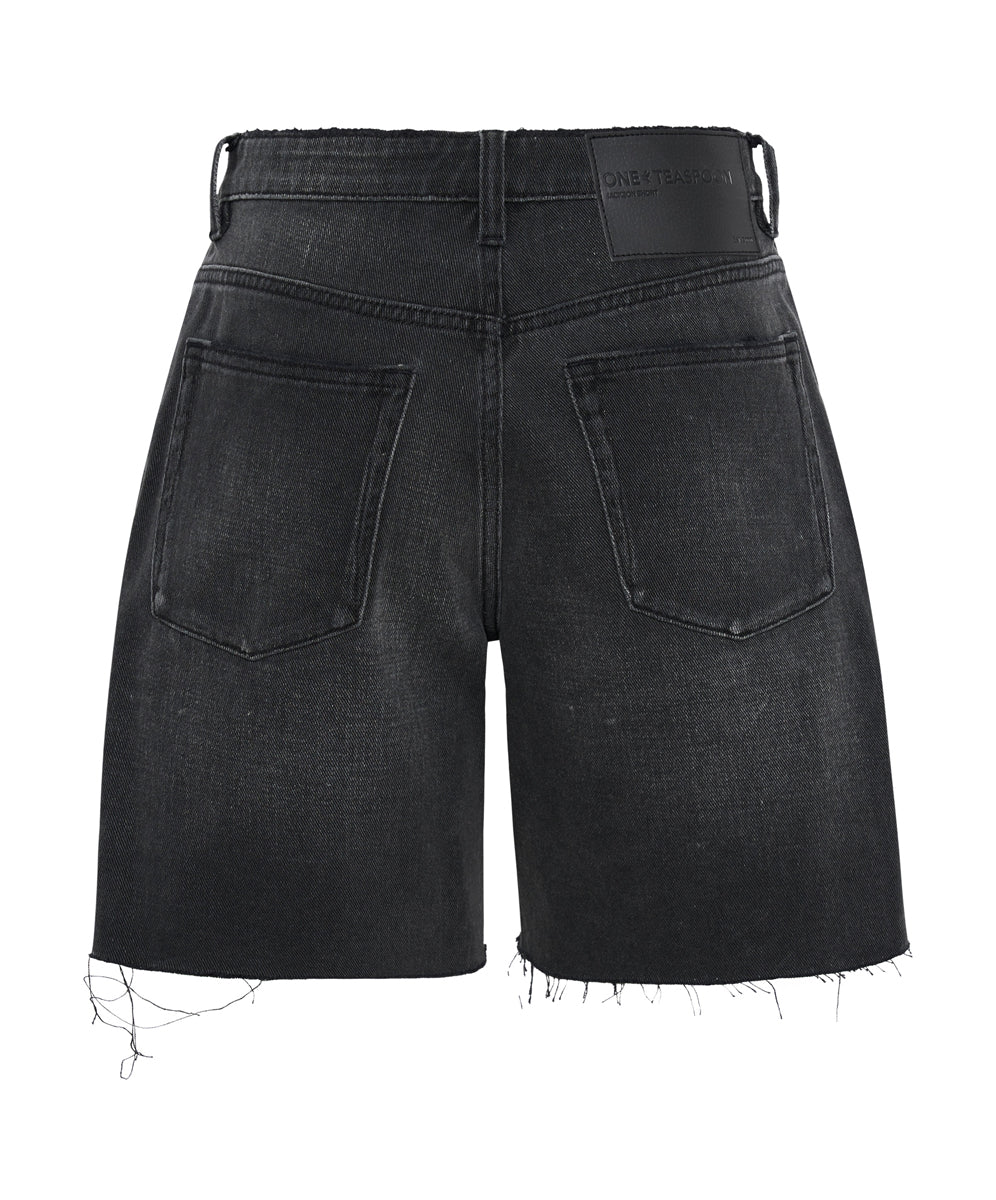 Jacksons Mid Waist Wide Leg Denim Shorts | Storm Grey