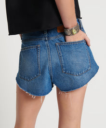 The One High Waist Cheeky Denim Shorts | Bay Blue