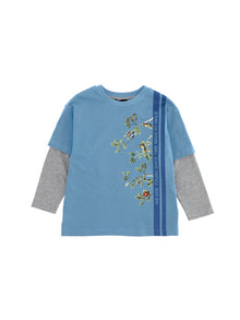 Boys | Jersey T-Shirt With Panel | Powder Blue/Grey